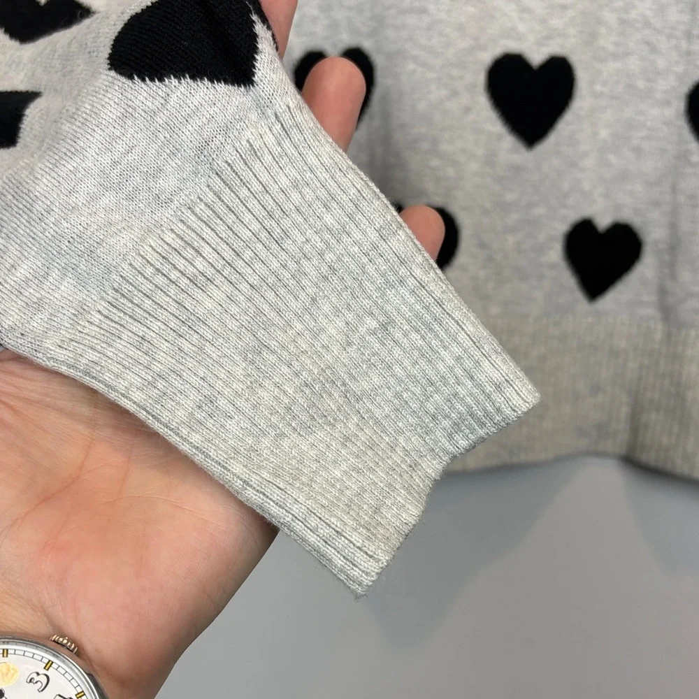 Kaily K Heart Print Knit Sweater | Playful Parisian Casual - Picture 5 of 10